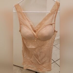 Sheer Nude Shaping Chemise with Built-In Bra